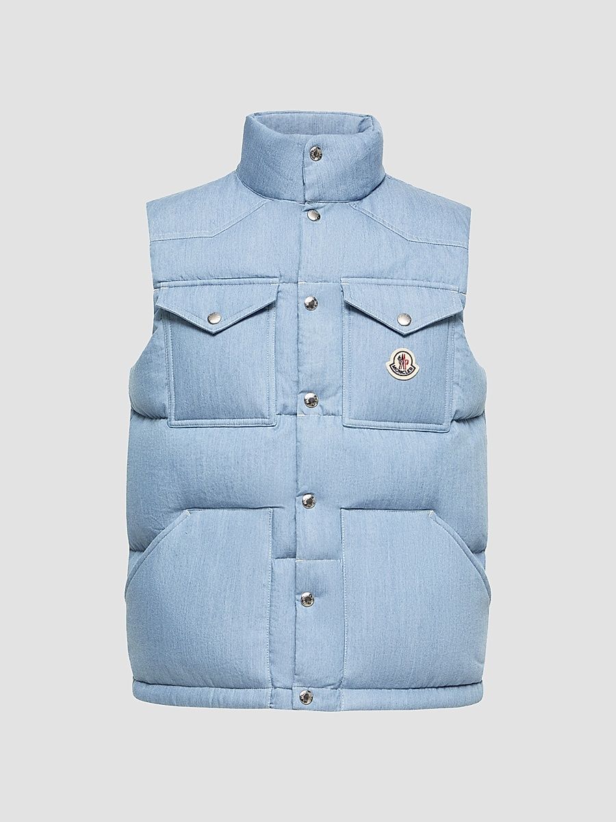 Men's Ervional Puffer Vest in Denim - Light Blue - Size XXL