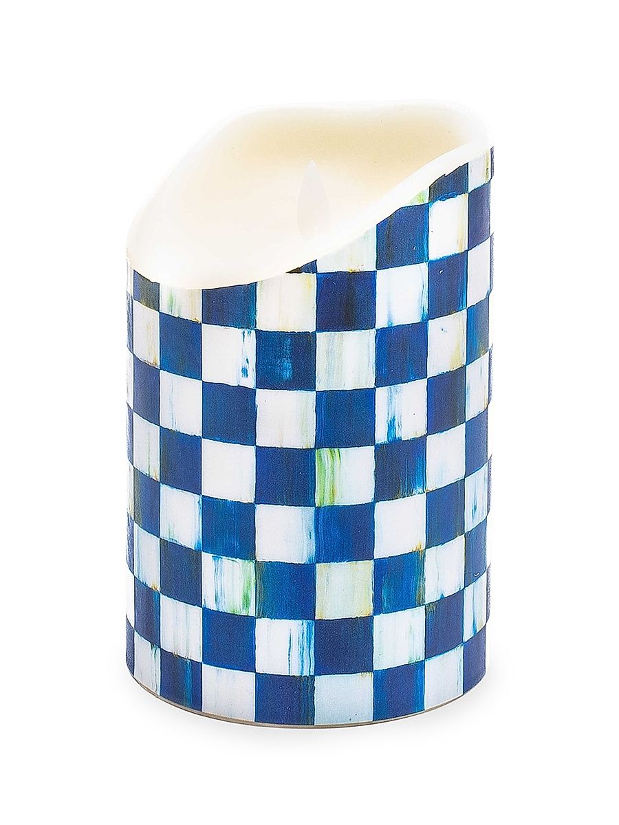 Royal Check Flicker Pillar Candle
