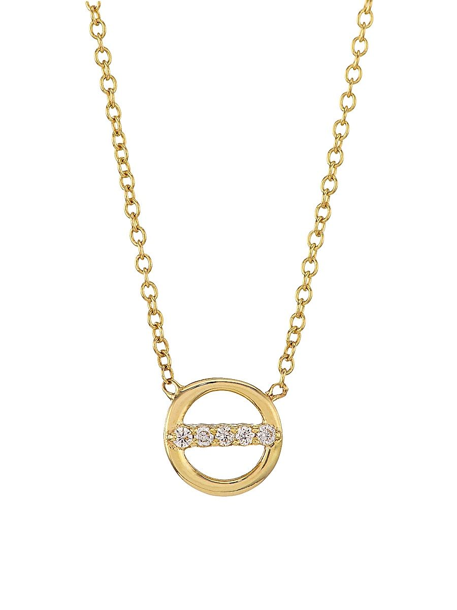 Women's 14K Yellow Gold & 0.04 TCW Diamond Open Circle Pendant Necklace - Gold