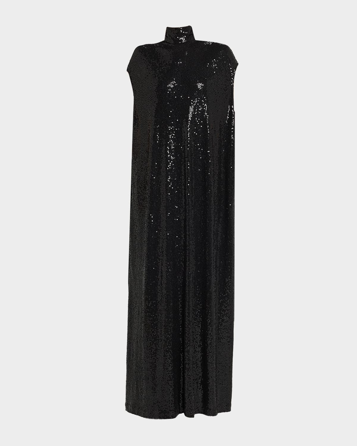 Cap-Sleeve Sequined Shift Gown