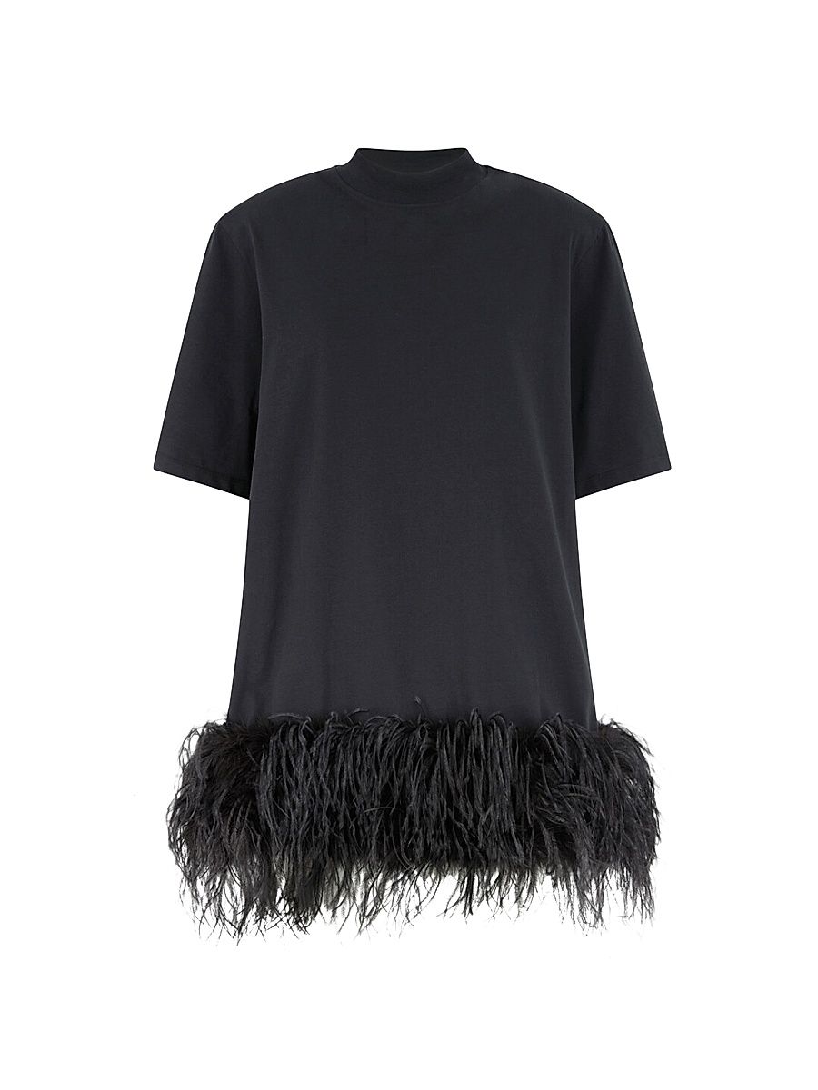 Women's Feather-Hem Cotton Minidress - Black - Size 8