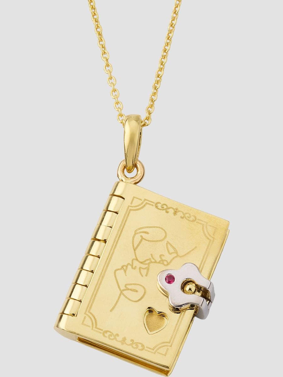 Roberto Coin Women's Tiny Treasurers 18K Yellow Gold & Ruby Love Story Pendant Necklace - Yellow White Gold - Size 18