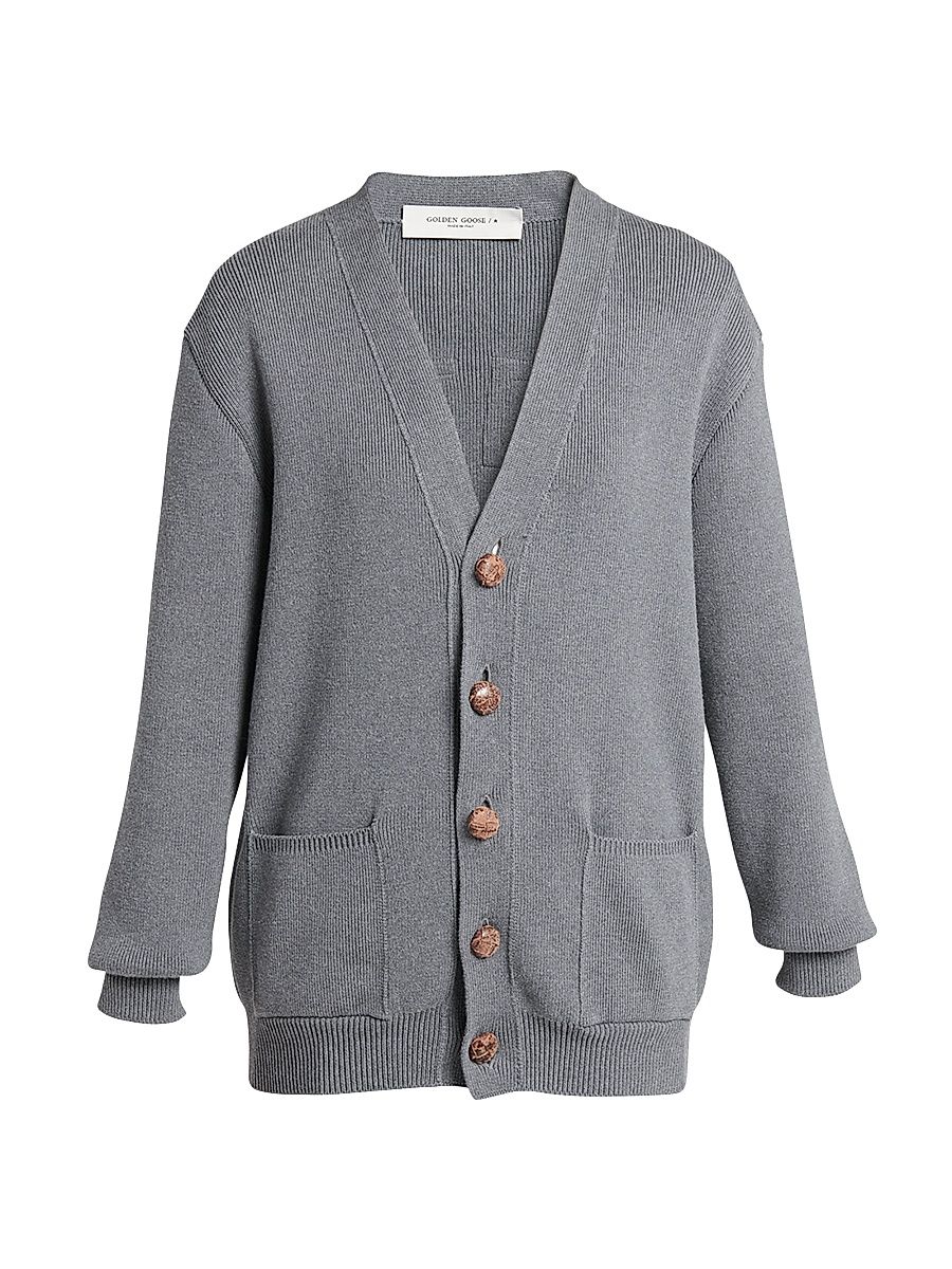 Women's Golden Knit Logo Cardigan - Dark Grey - Size XXS