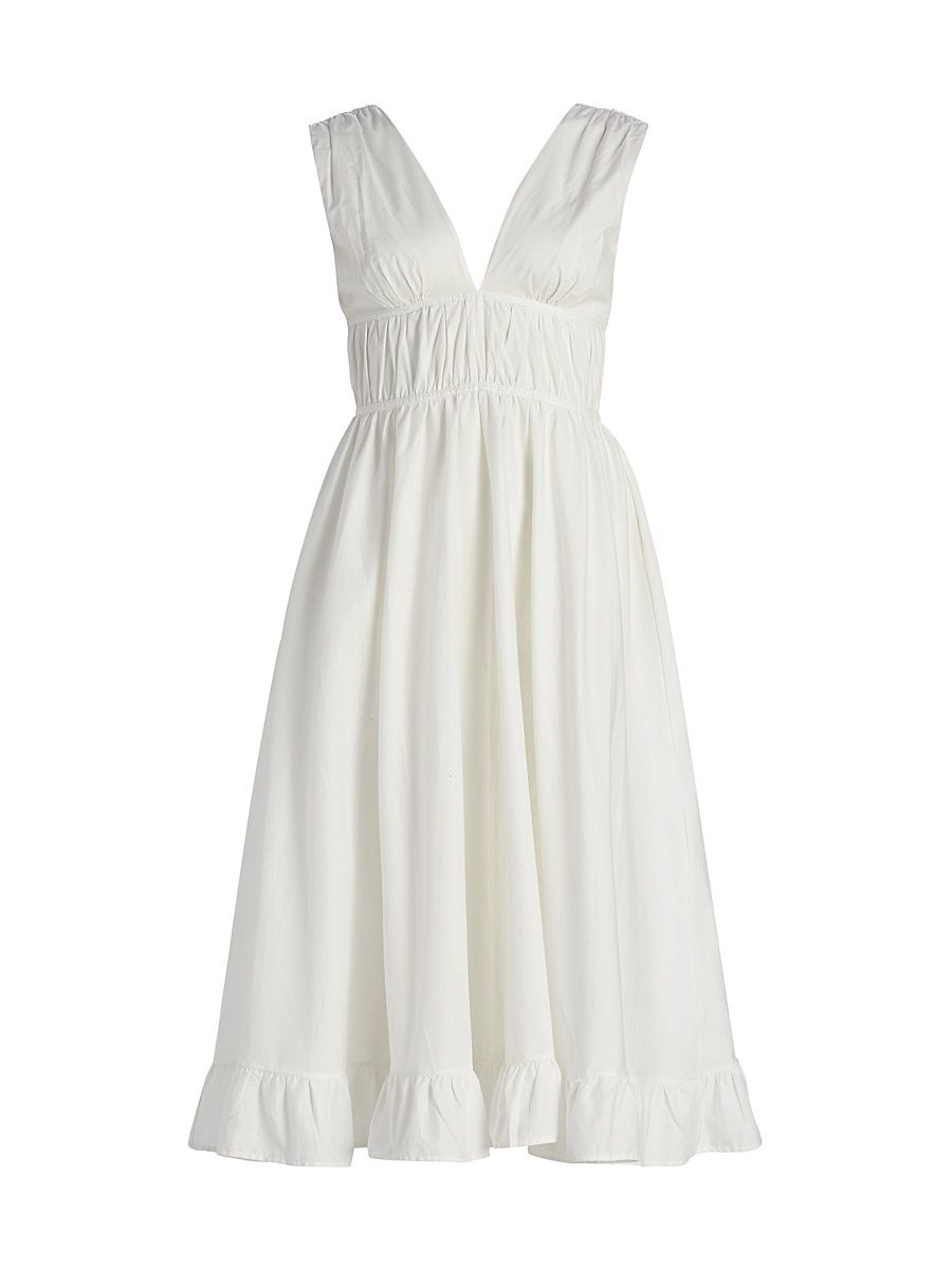 Women's Ava Cotton Midi-Dress - White - Size Large