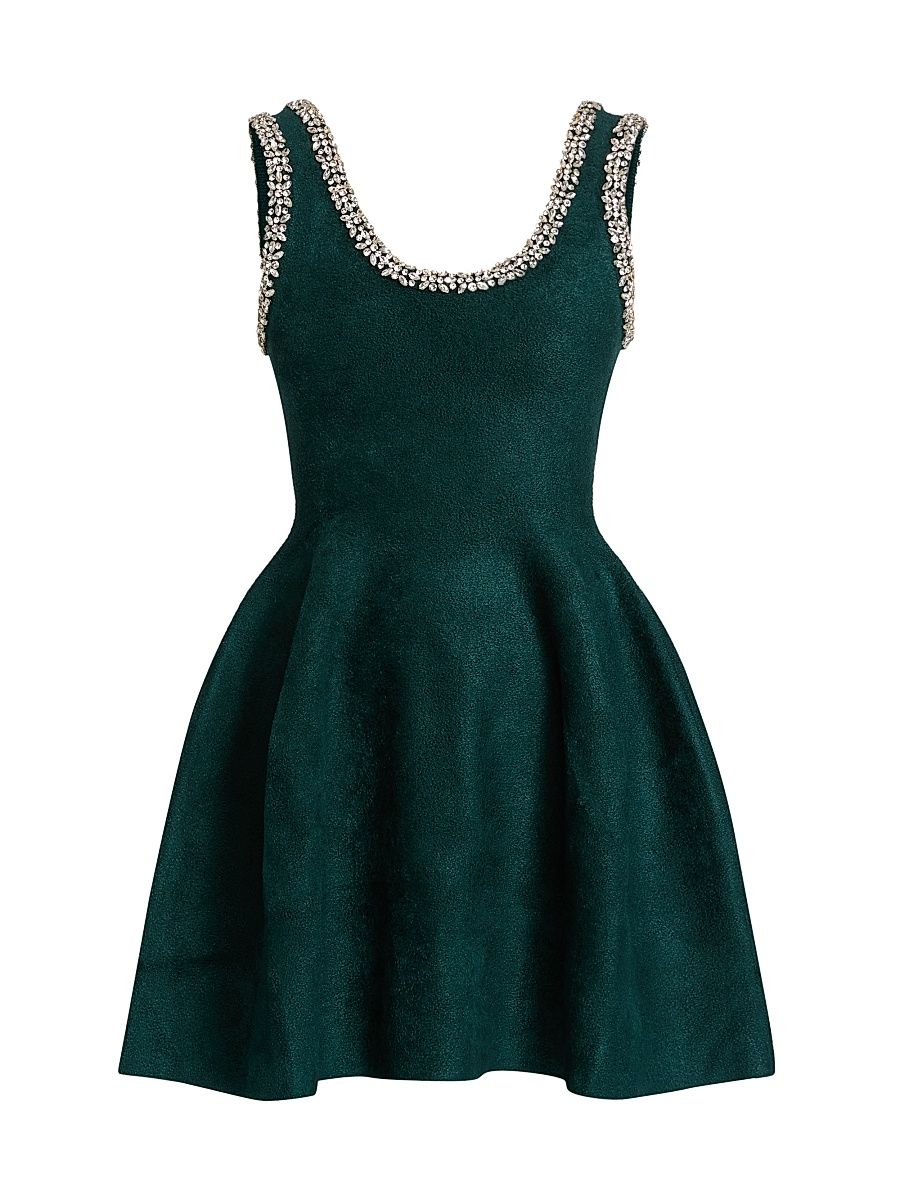 Women's Leona Embellished Minidress - Emerald - Size Small