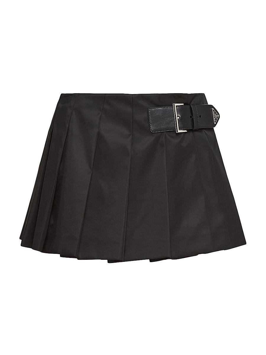 Women's Pleated Re-Nylon Miniskirt - Black - Size 10