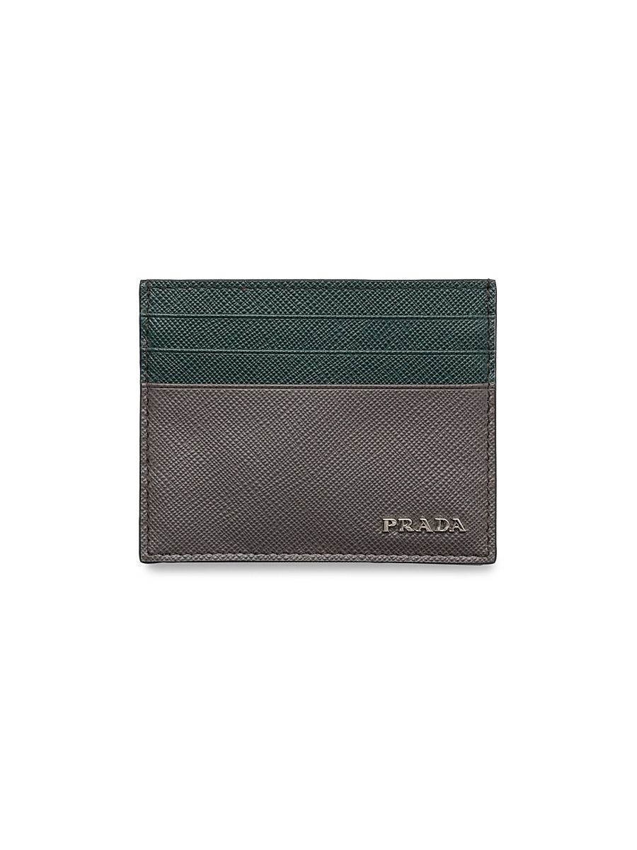 Men's Saffiano Leather Card Holder - Grey
