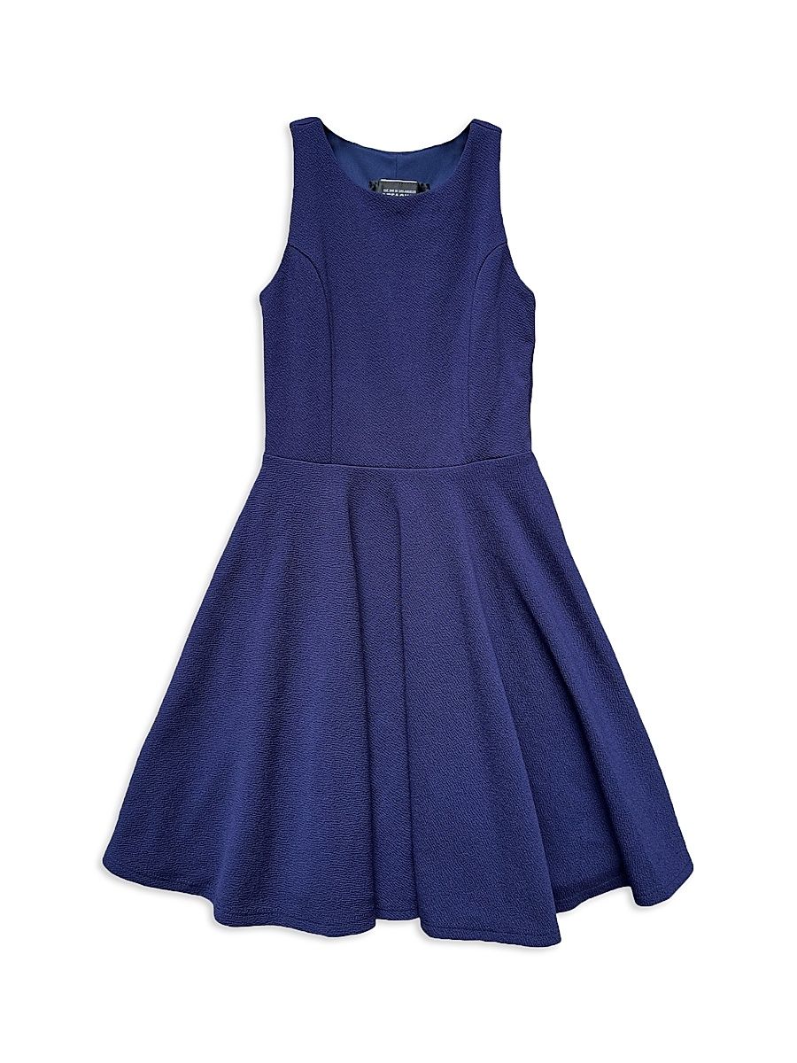 Un Deux Trois Girl's Little Girl's & Girl's Textured Crewneck Dress - Navy - Size 16