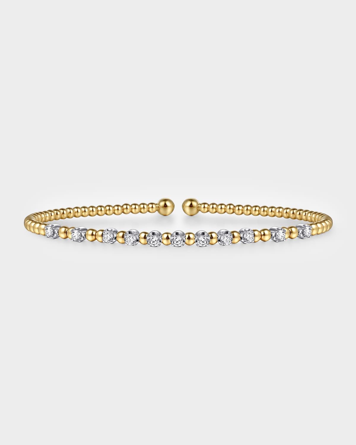 14K White and Yellow Gold Bujukan Diamond Split Bangle
