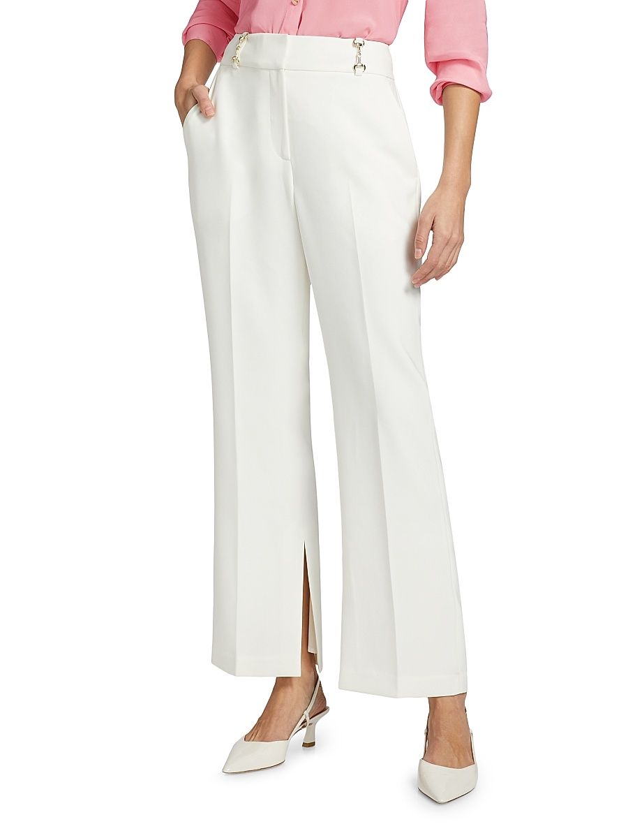 Women's Paisleigh Horsebit Stretch Straight-Leg Trousers - Sky White - Size 16