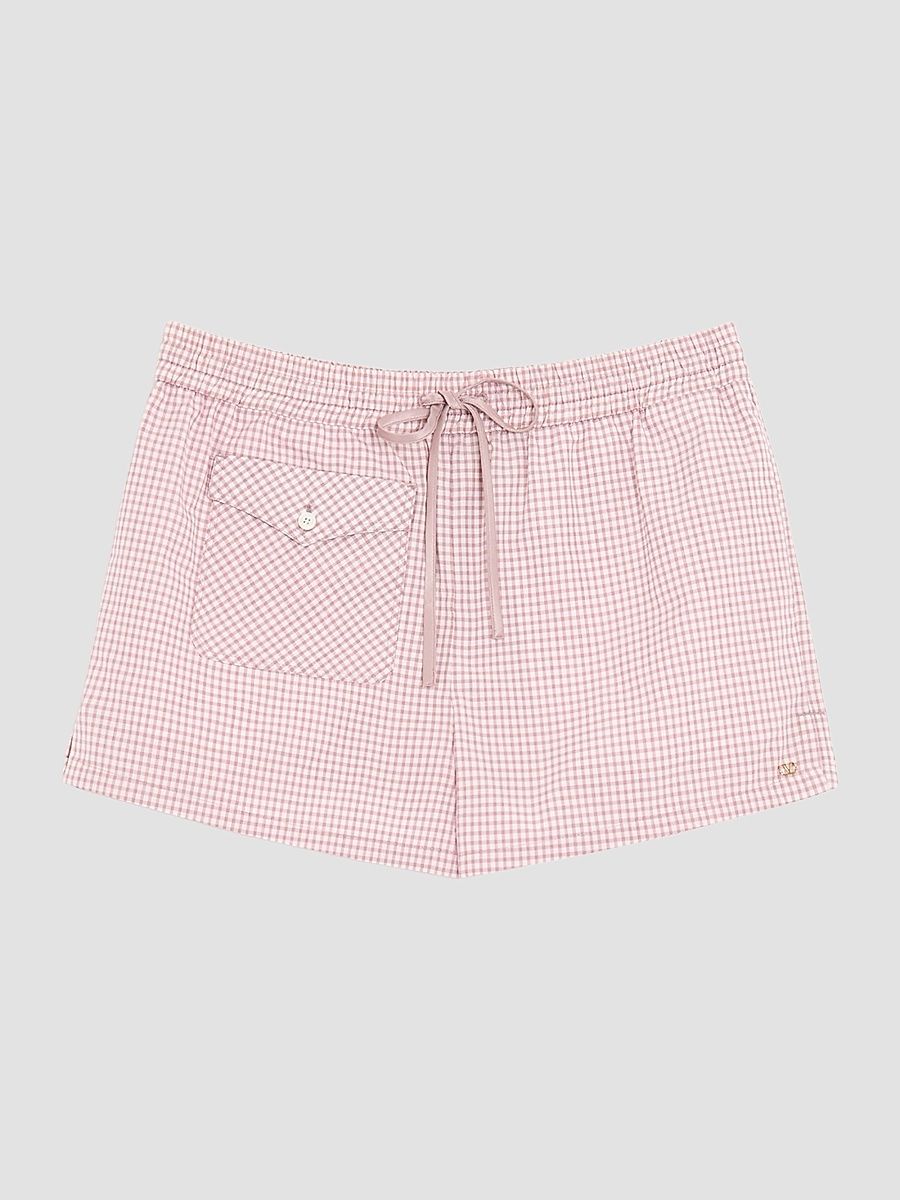 Women's Check Pattern Shorts - Pink Ivory - Size 8