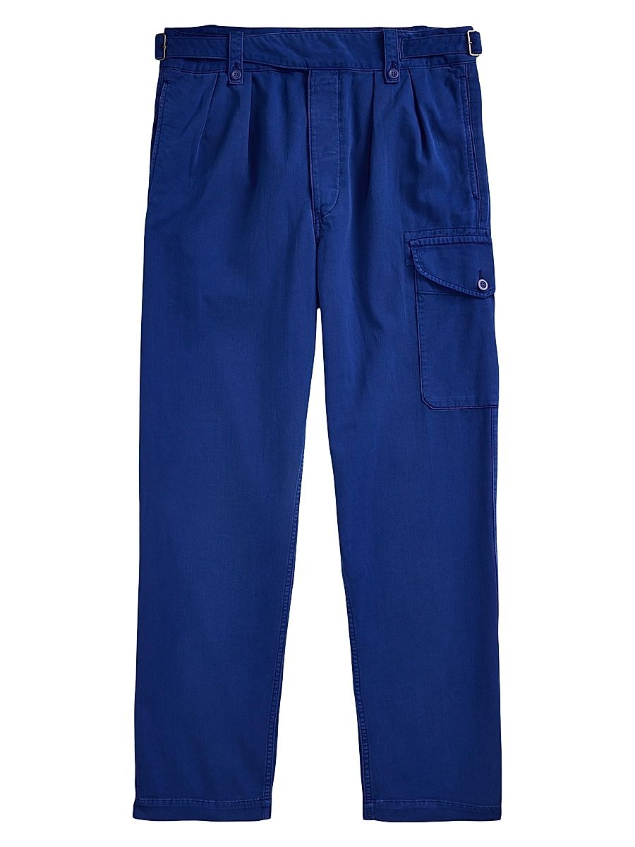 Men's Relaxed Fit Pleated Twill Cargo Pants - Chalet Blue - Size 38