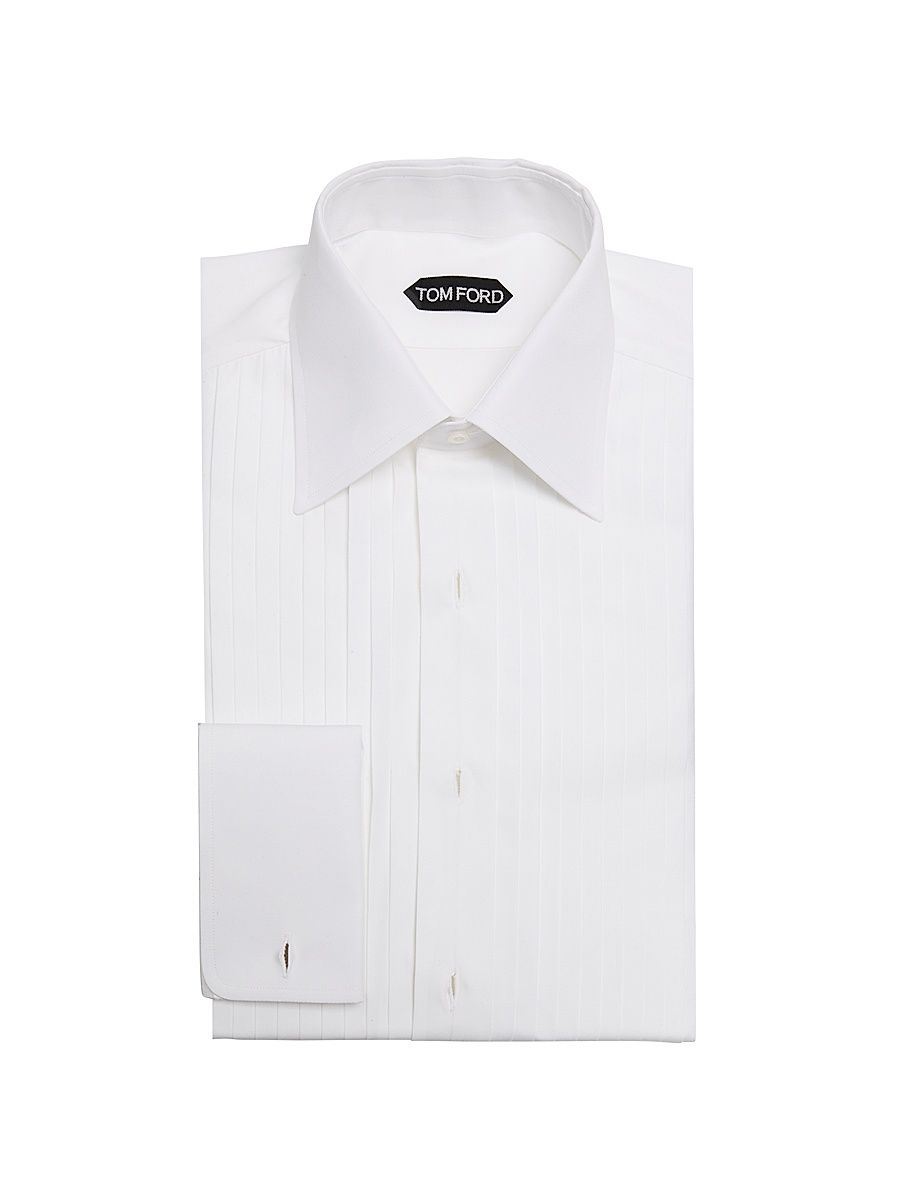 Men's Plissé Cotton Dress Shirt - White - Size 18.5