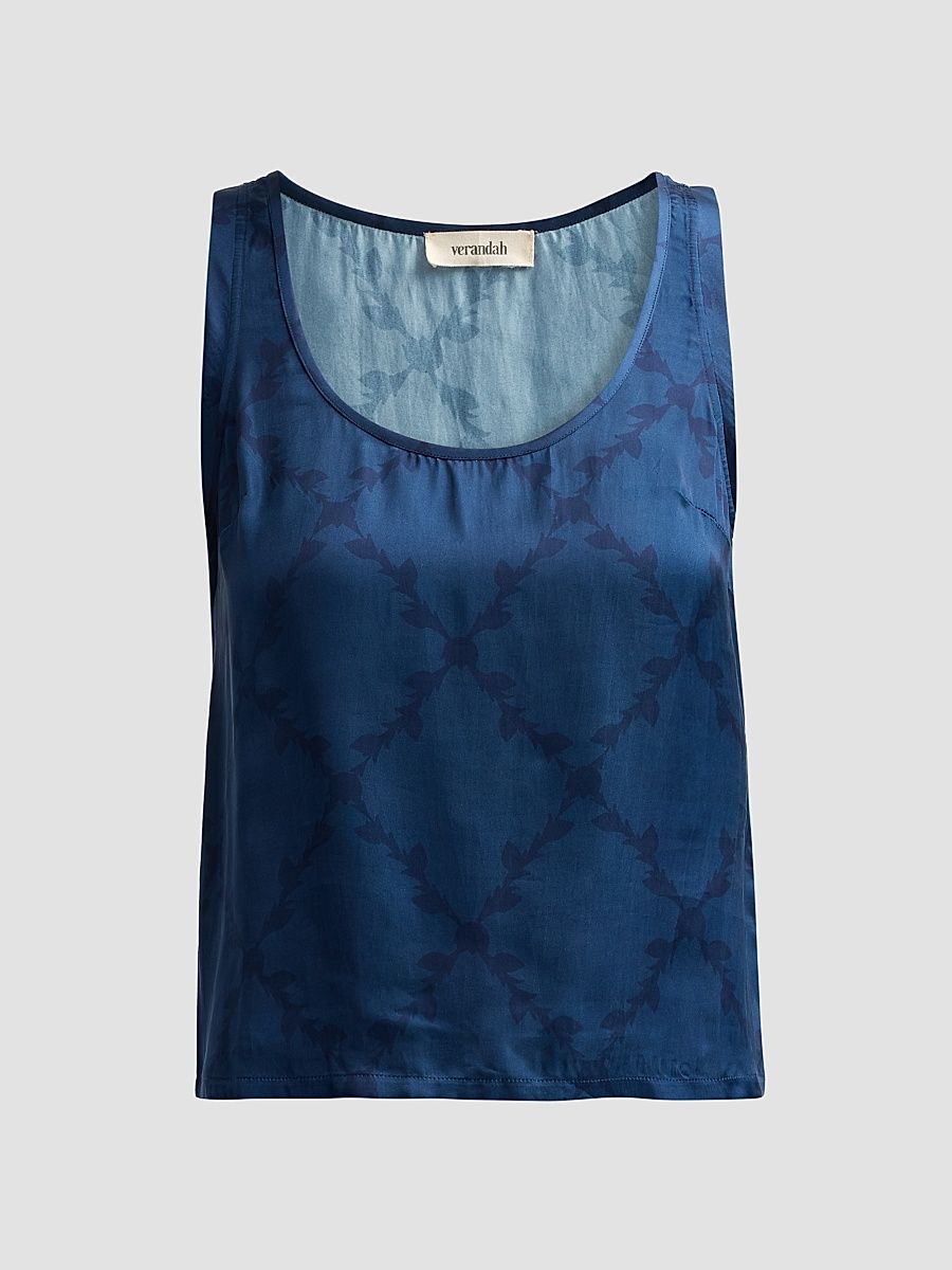 Women's Ammama Argyle Satin Tank - Navy - Size XL