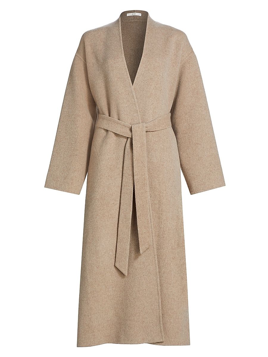 Women's Double Wrap Belted Coat - Taupe - Size Medium