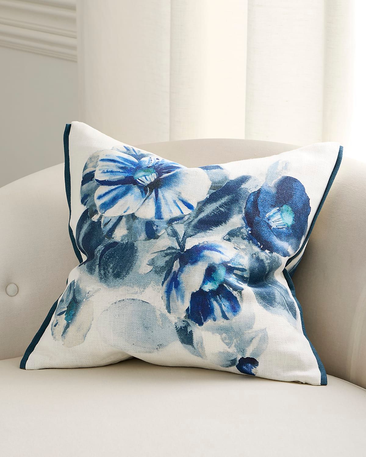 Camellia Floral Decorative Pillow, 20" Square