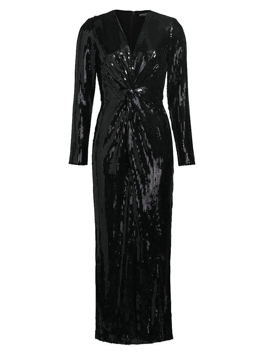 Women's Silvanna Sequined Twist-Front Maxi-Dress - Black - Size 6