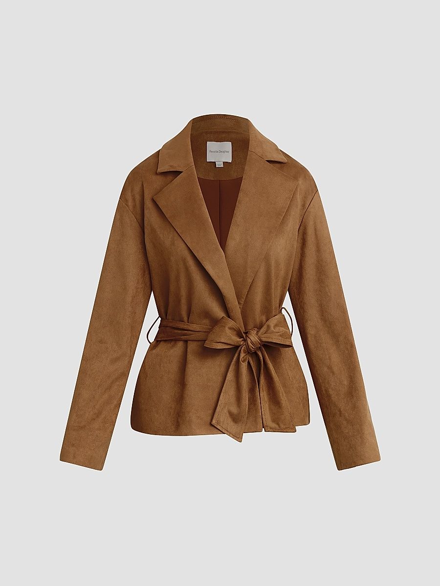 Women's The Marina Faux Suede Wrap Coat - Camel - Size XS