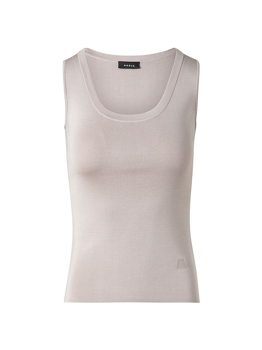Women's Silk U-Neck Tank - Greige - Size 14