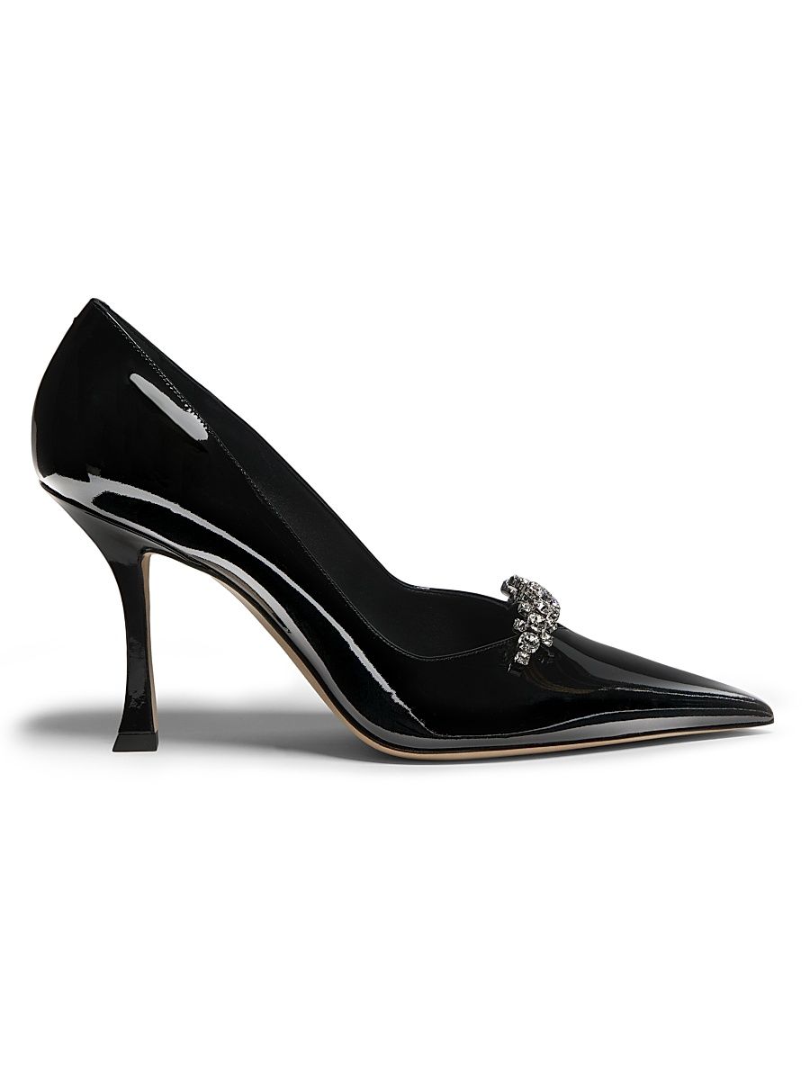 Women's Belinda 90MM Embellished Patent Leather Pumps - Black - Size 9.5