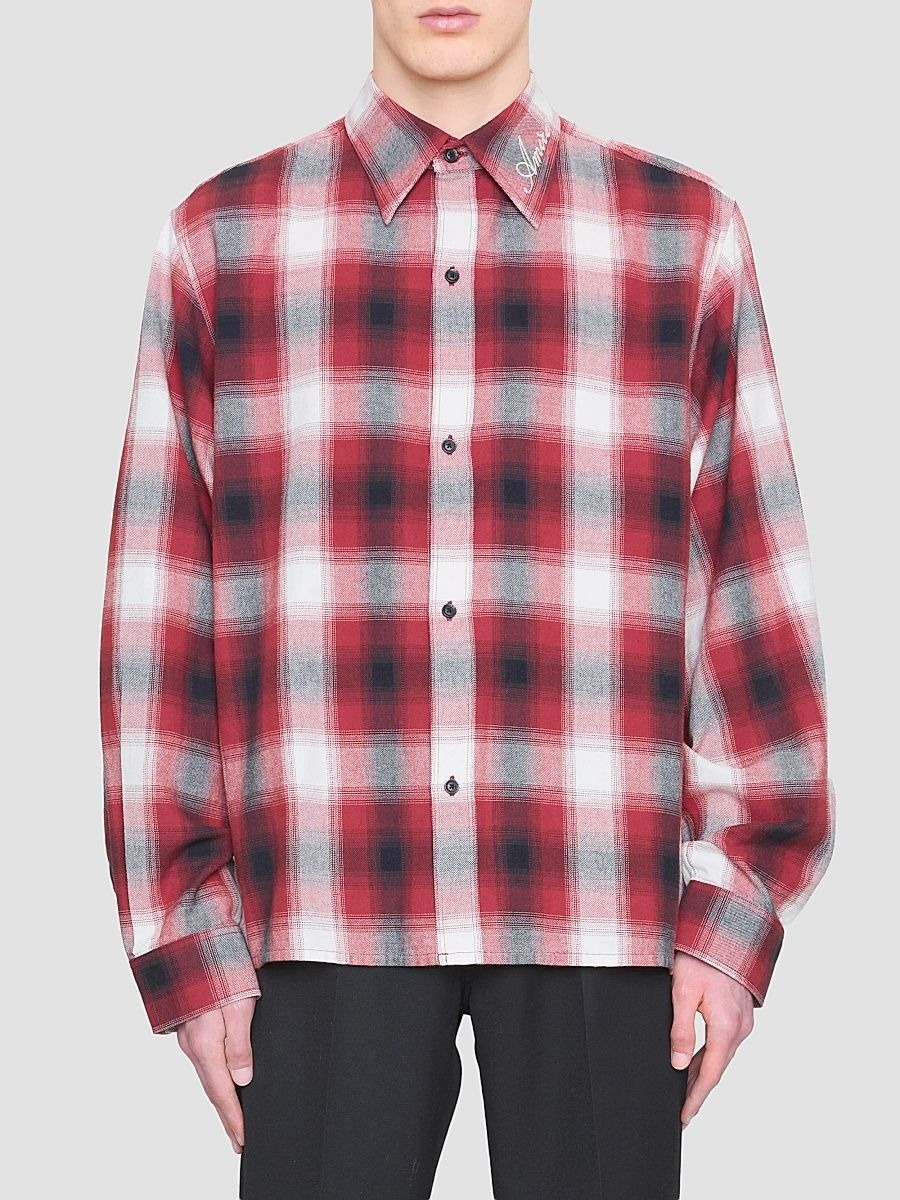 Amiri Men's Cotton Flannel Shirt - Cherry - Size Small