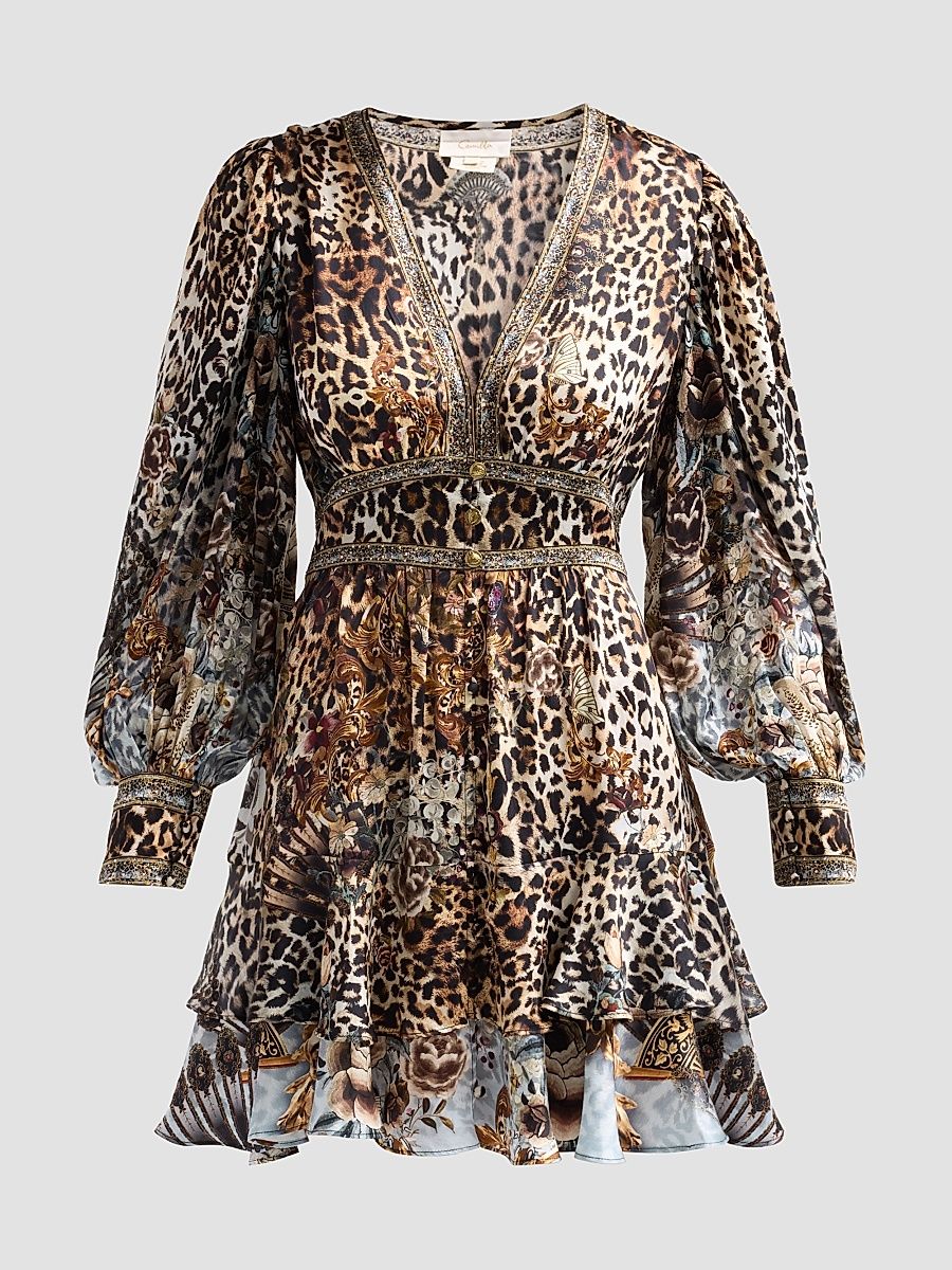 Women's Fiesta, Siesta, Repeat Silk Mini Dress - Fiesta Siesta Repeat - Size XS