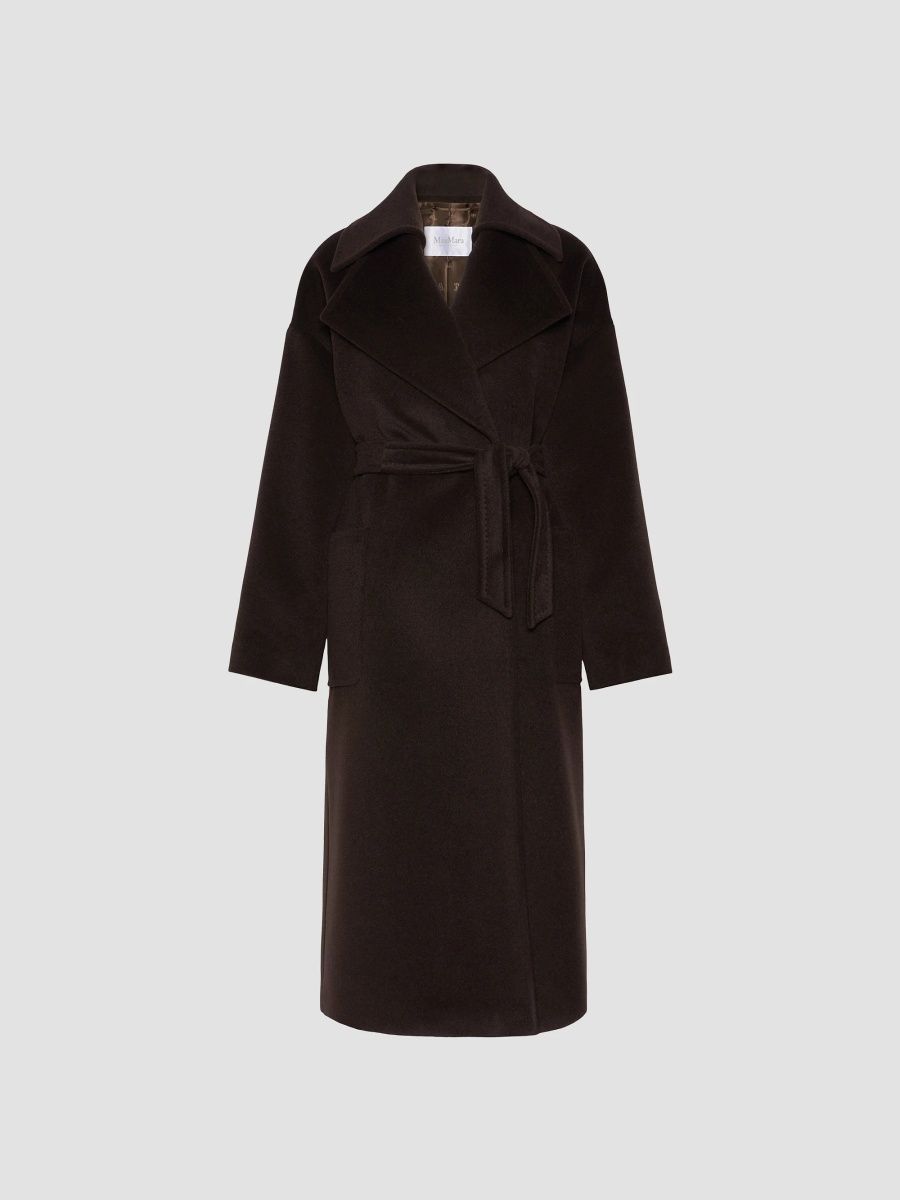 Max Mara Women's Wool, Alpaca and Cashmere Robe Coat - Dark Brown - Size 0