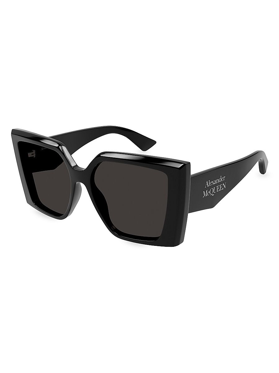 Women's Stacked Logo 56MM Square Sunglasses - Dark Grey Black