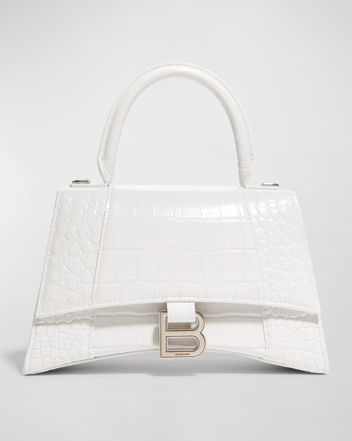 Hourglass Small Croc-Embossed Bag