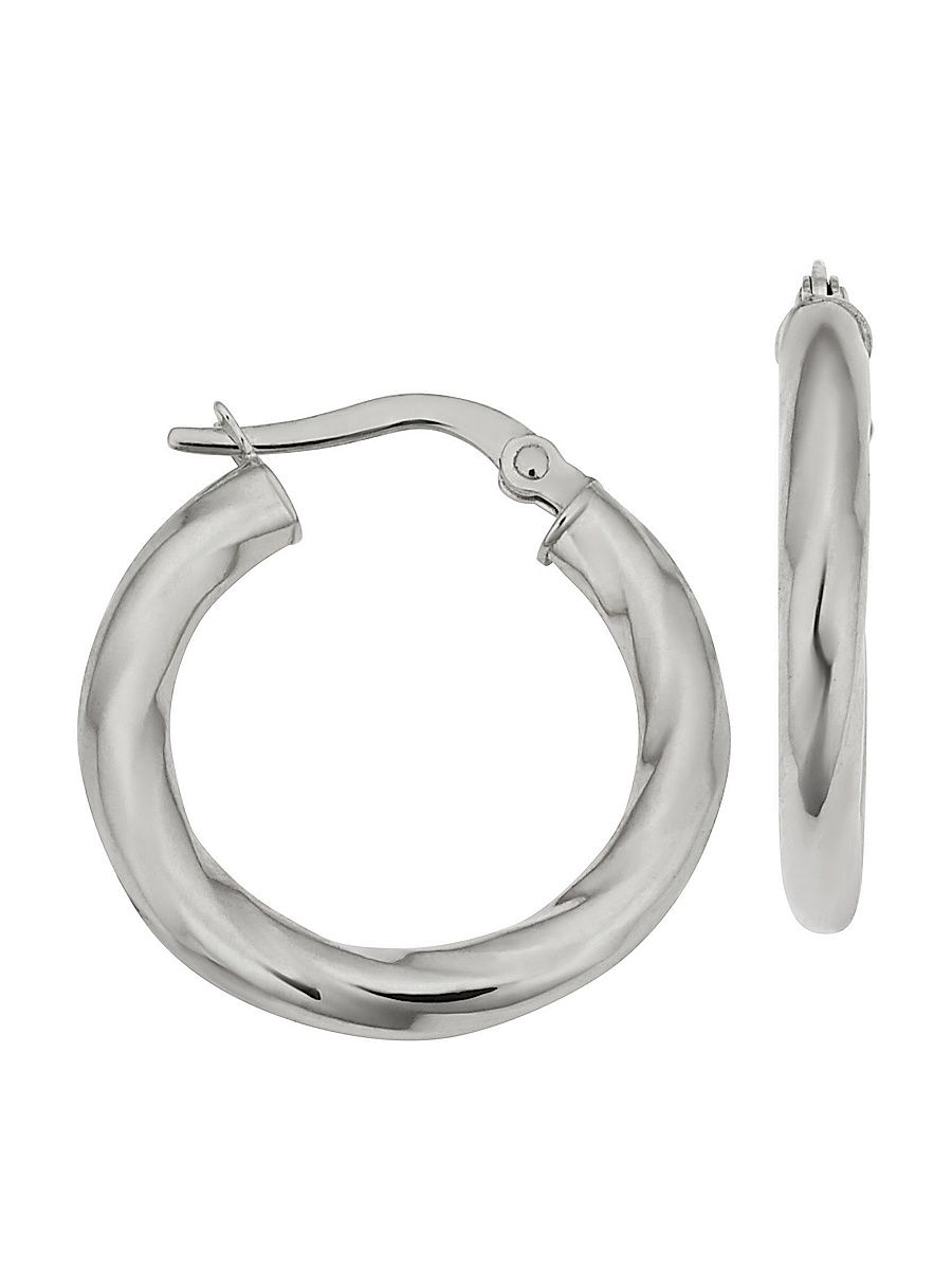 Women's 14K White Gold Goddess Hoops - White Gold