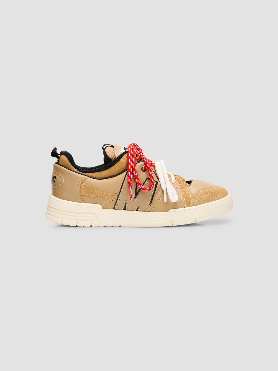 Moschino Men's M Double-Laces Low-Top Sneakers - Beige - Size 7