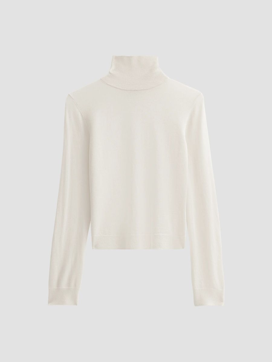 Vince Women's Turtleneck Cashmere-Silk Sweater - Off White - Size Large