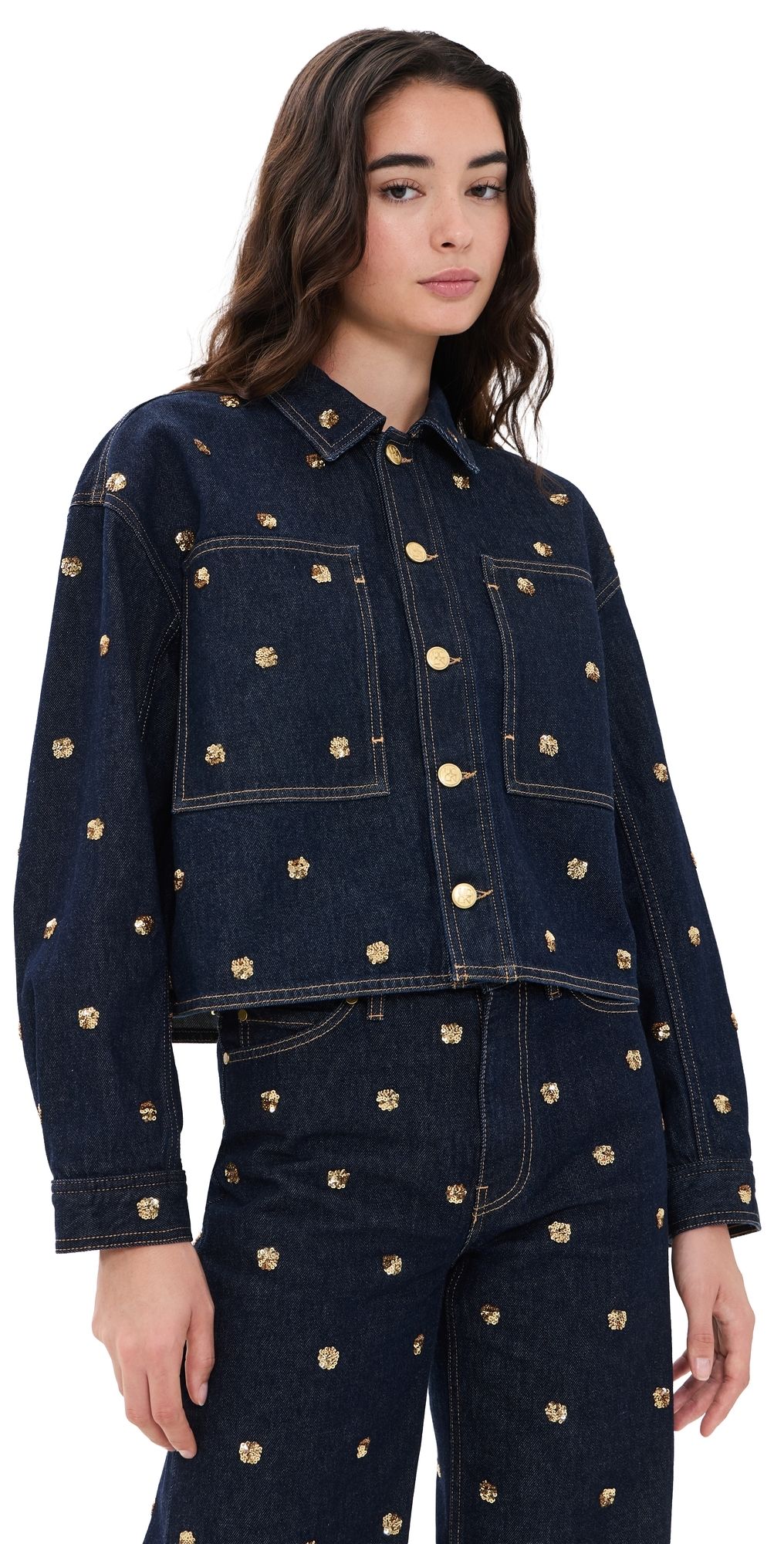 Ulla Johnson The Bobbi Embellished Denim Jacket Embellished Tigris M