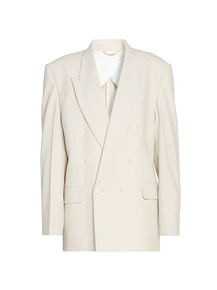 Women's Crepe Oversized Double-Breasted Jacket - Pumice - Size 2