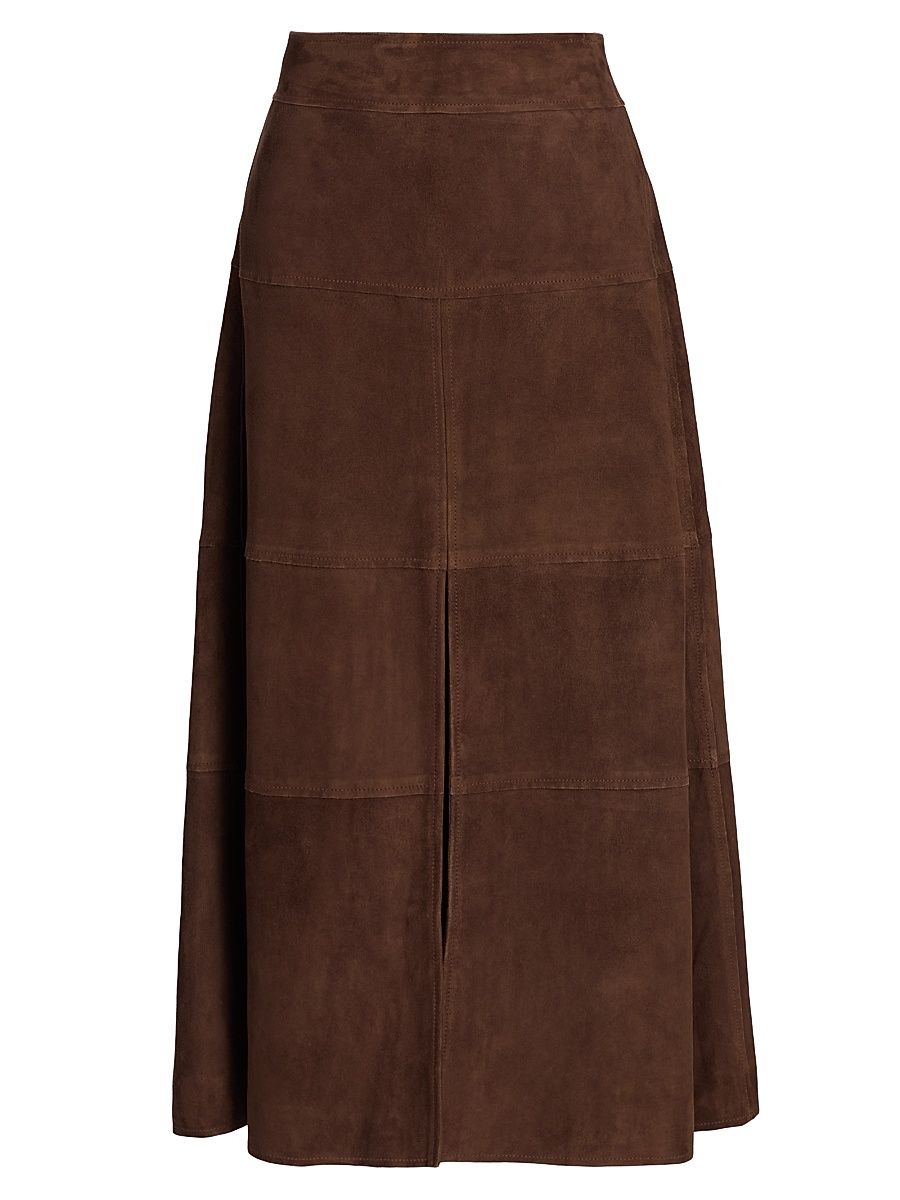 Women's Hudson Suede Midi-Skirt - Chocolate - Size 12