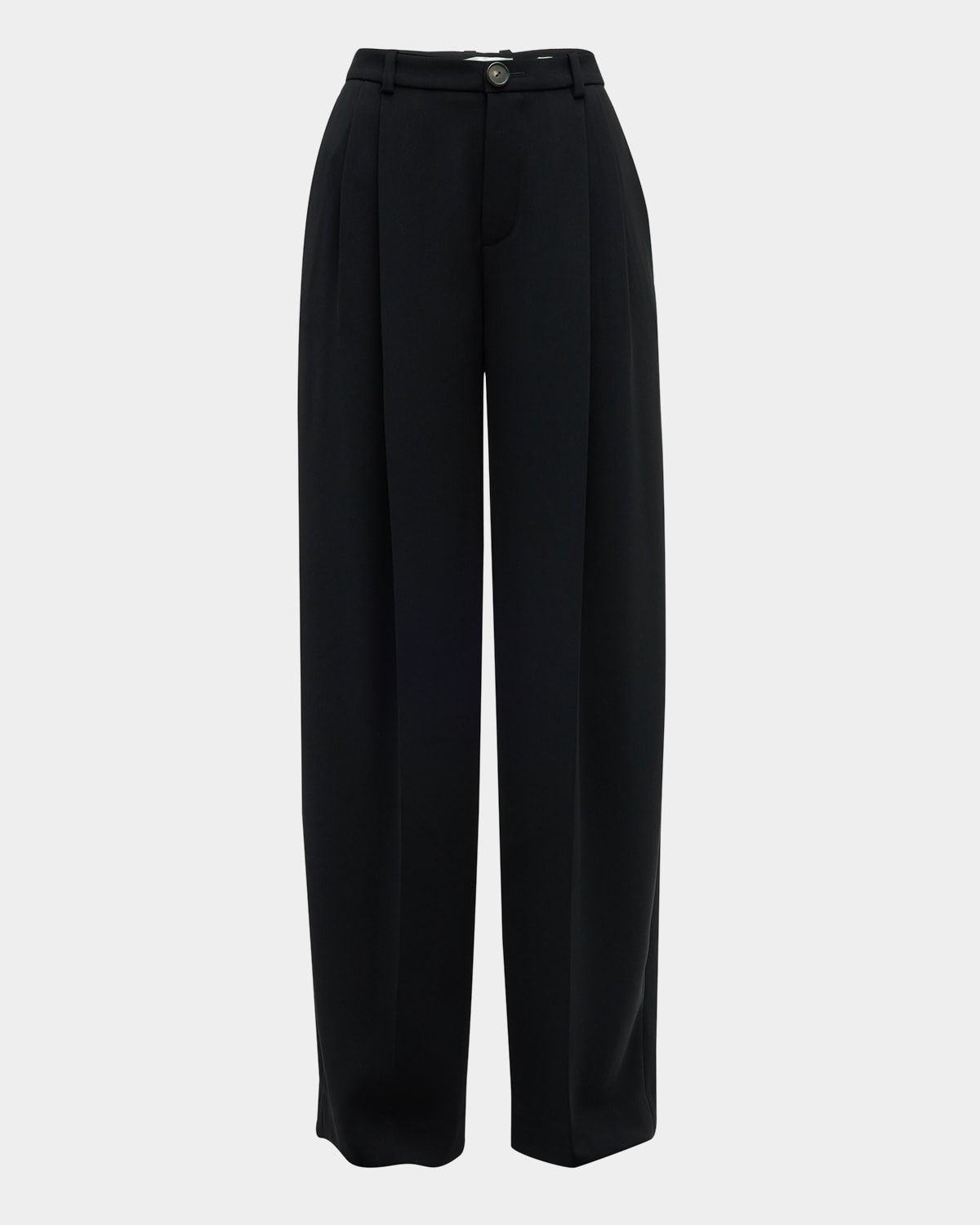 Drop-Waist Pleated Crepe Trousers