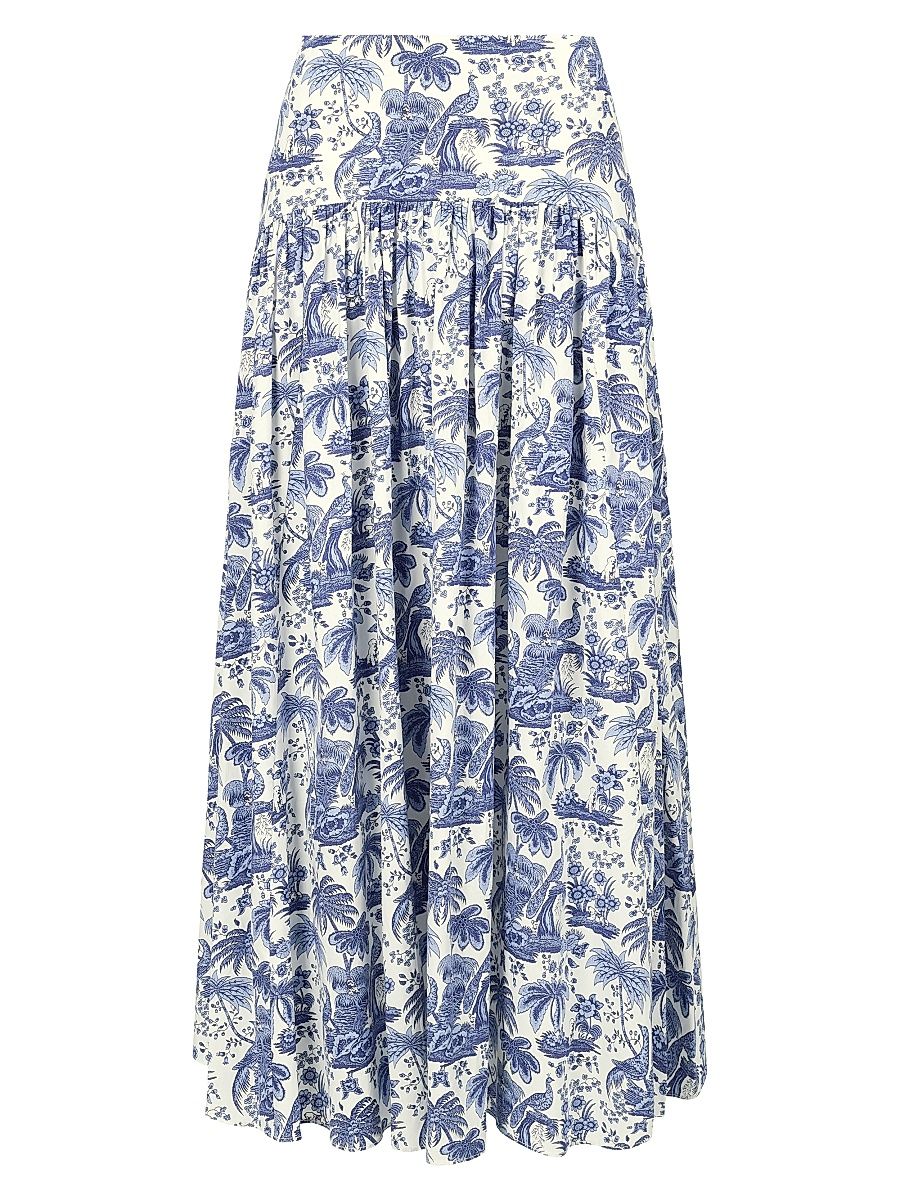 Staud Women's Procida Cotton Toile Maxi Skirt - Blue Toile - Size 6