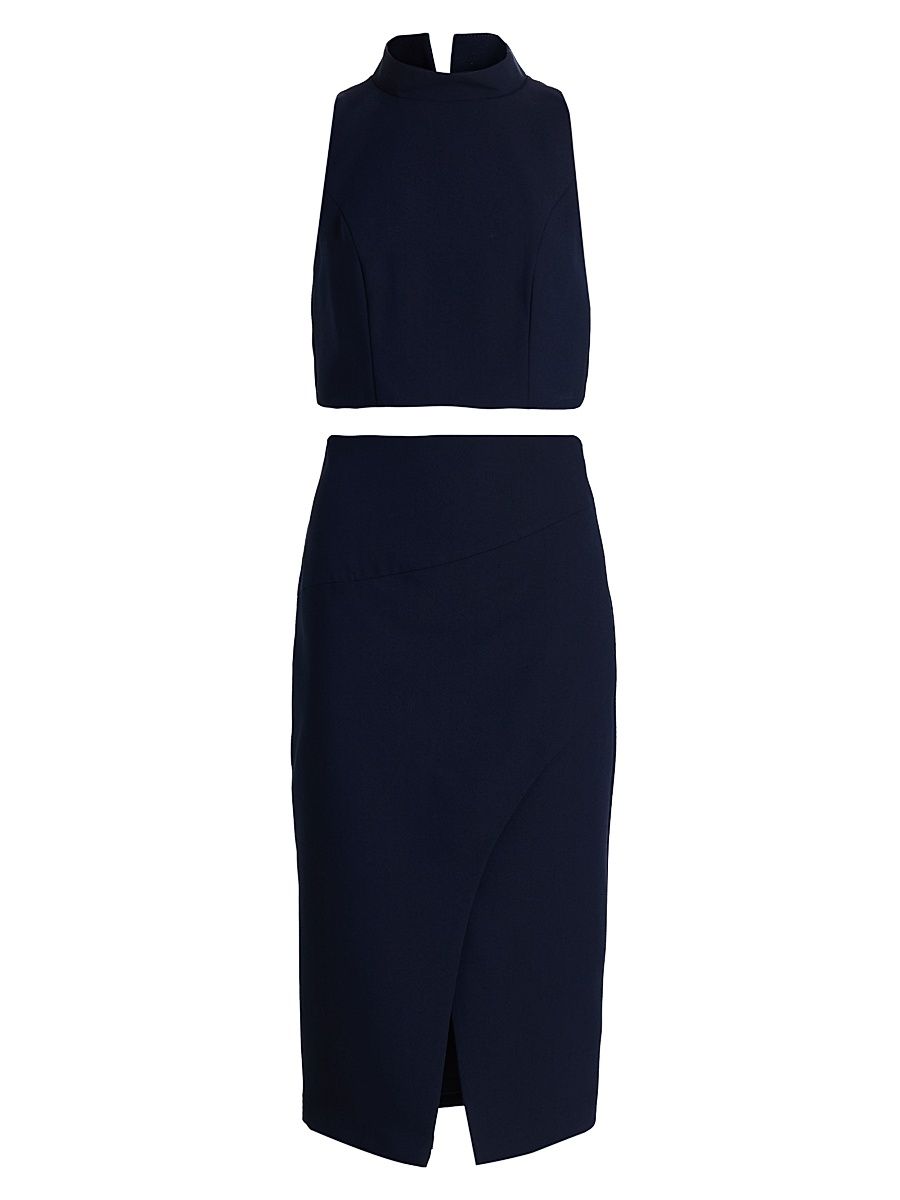 Women's Two-Piece Juma Cropped Top and Skirt - Pacific Blue - Size 14