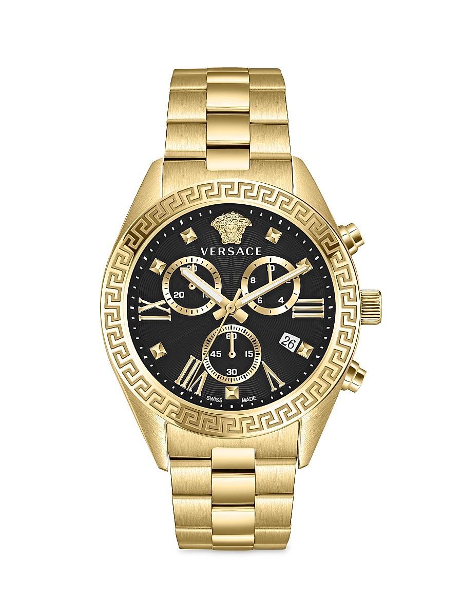 Women's Greca Chrono Goldtone Stainless Steel Watch - Yellow Gold