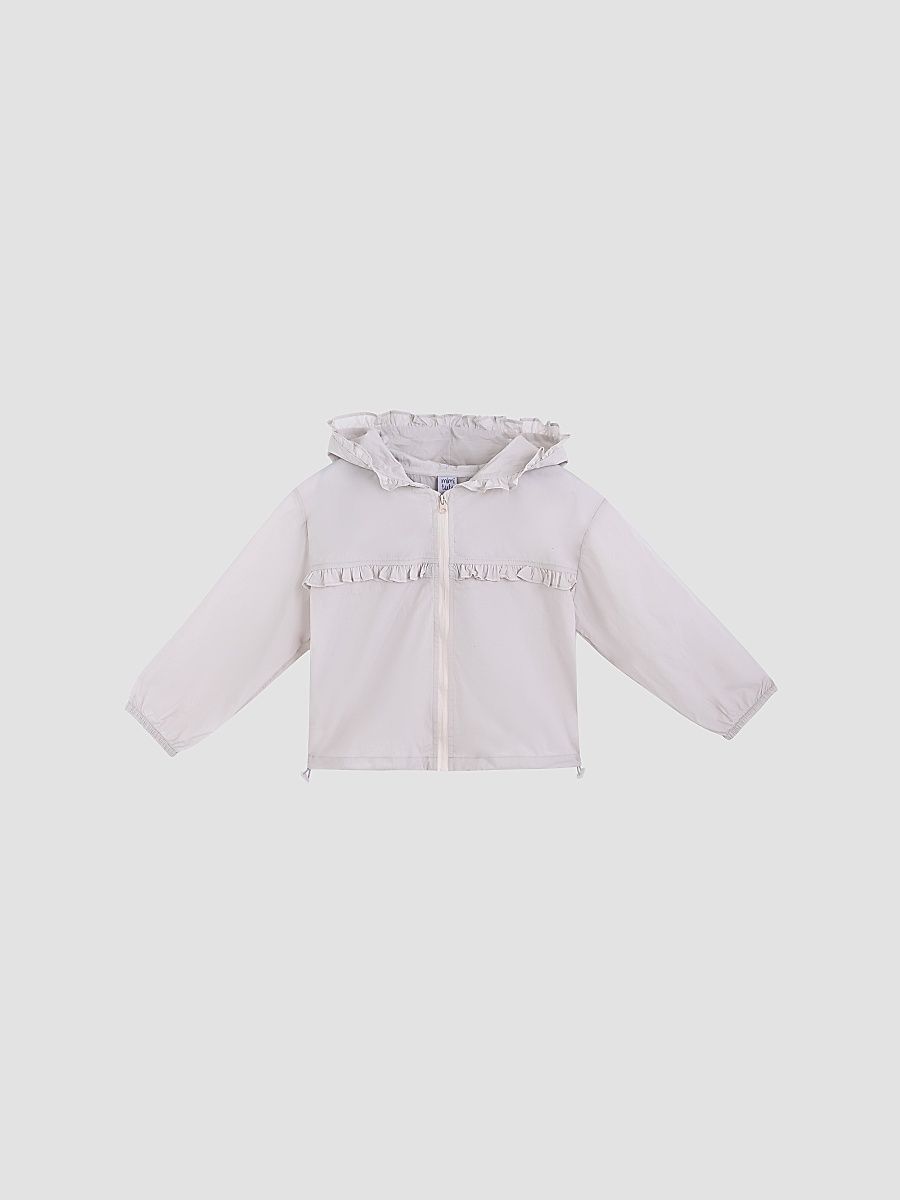 Little Girl' s & Girl's Jacket with Ruffle Hood - Off White - Size 5