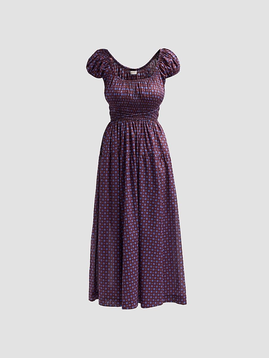 Women's Quinelle Printed Midi Dress - Menorca Foulard - Size XXS