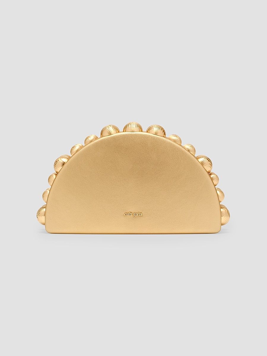 Women's Gili Metallic Leather Clutch - Brass