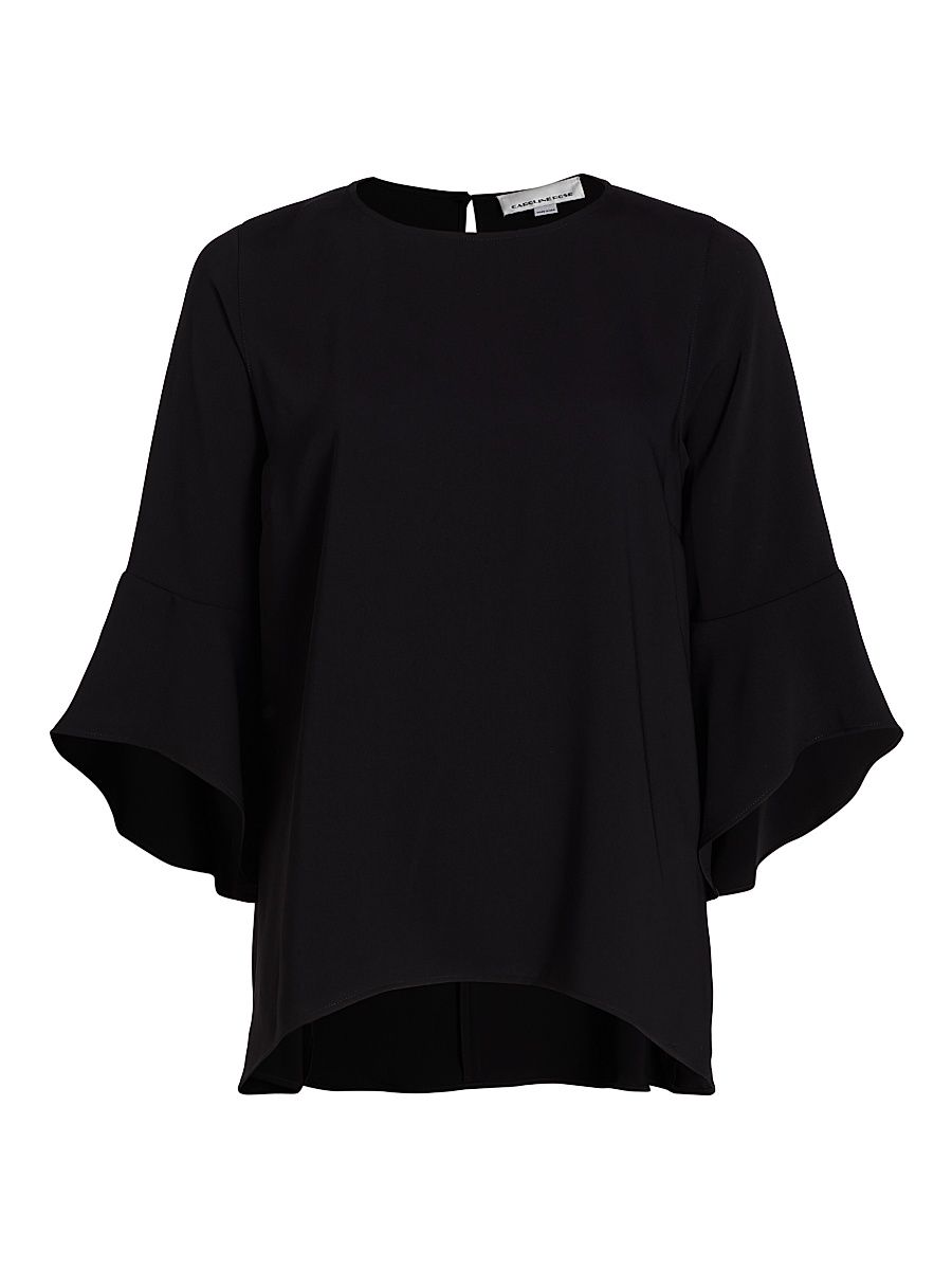 Women's Julia Crepe Bell-Sleeve Tunic - Black - Size XS