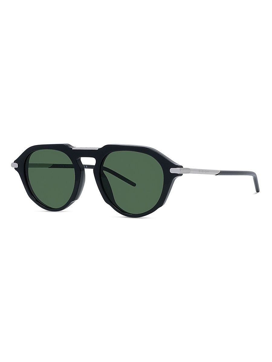 Men's GV One 50MM Round Sunglasses - Shiny Black