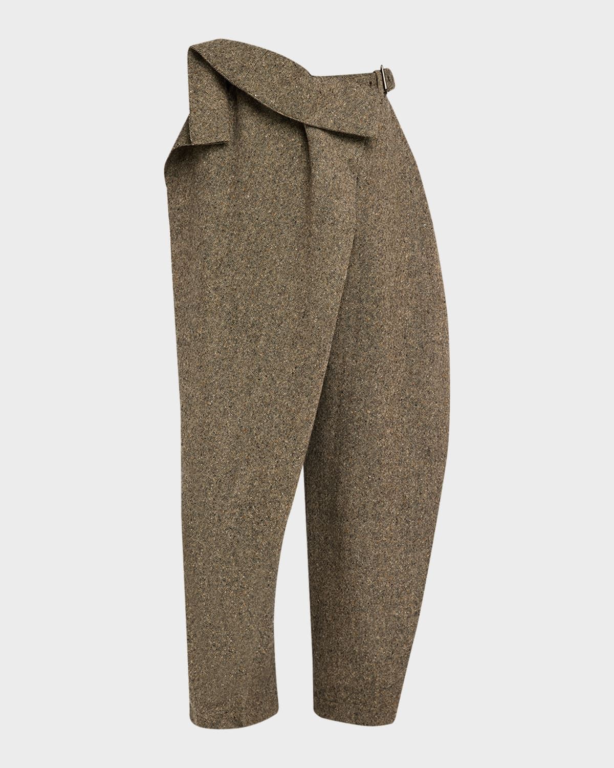 Structured Fold Over Wide-Leg Trousers