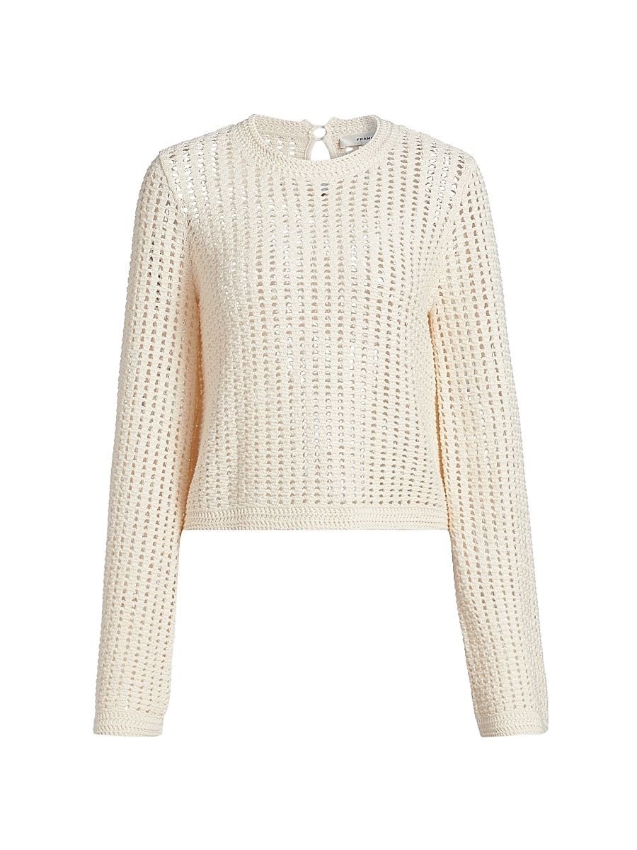 Women's The Crochet Bell Sweater - Alabaster - Size Medium