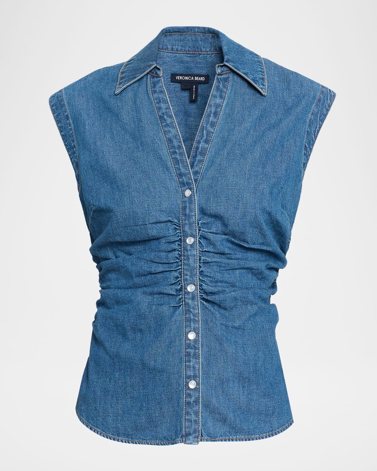Sera Sleeveless Ruched Denim Top