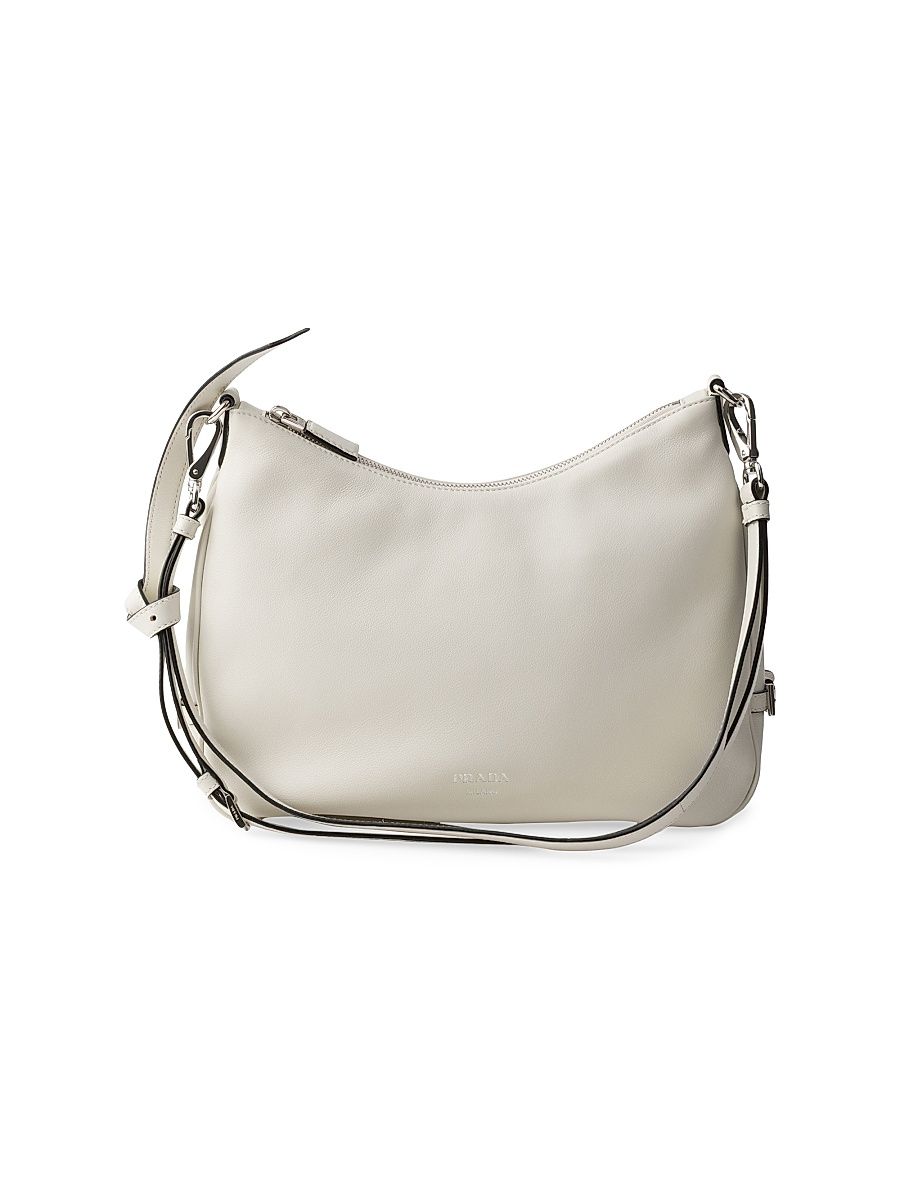 Women's Fold Leather Shoulder Bag - White