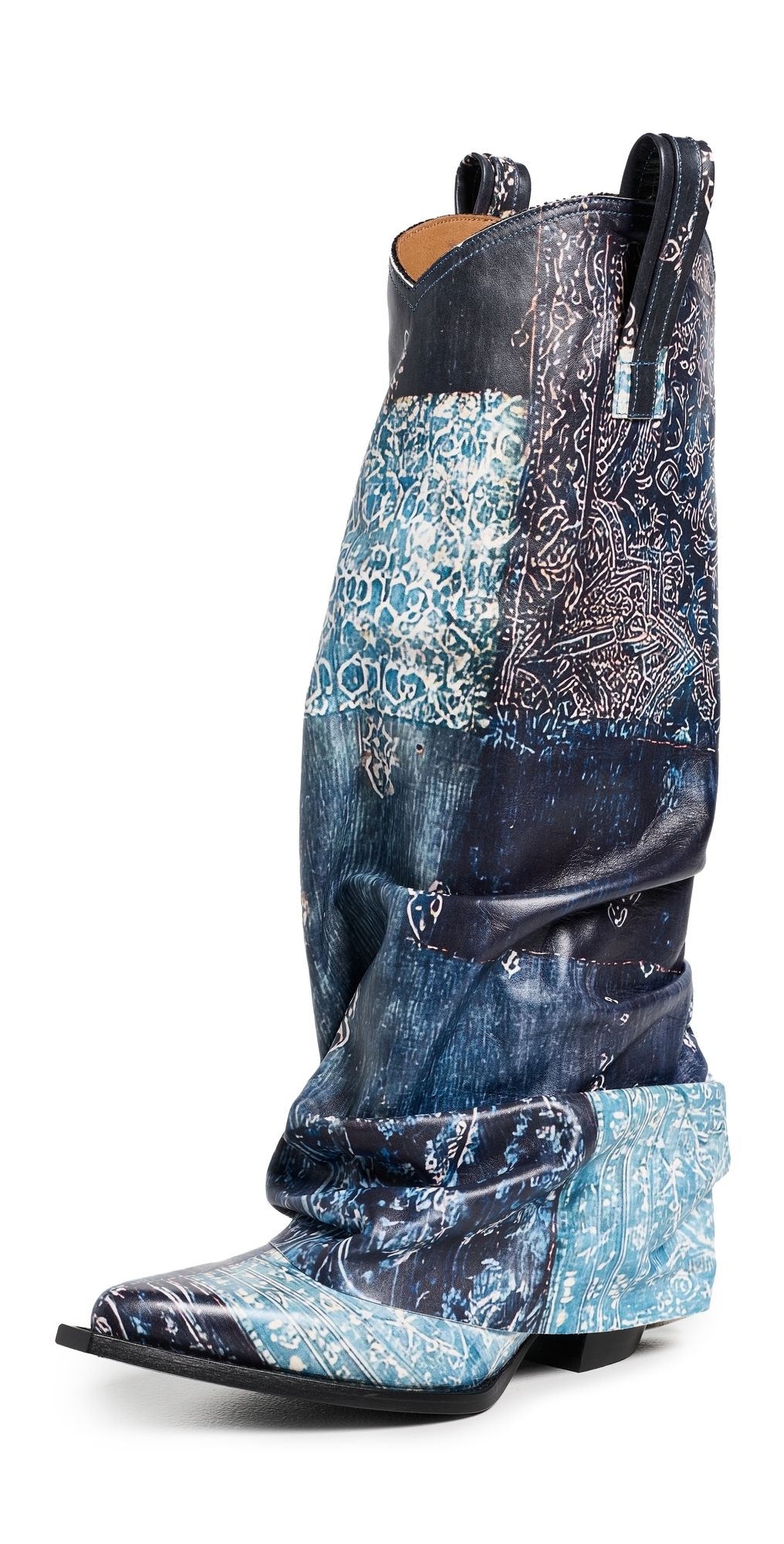 R13 Mid Cowboy Boots with Sleeve Blue Bandana 40