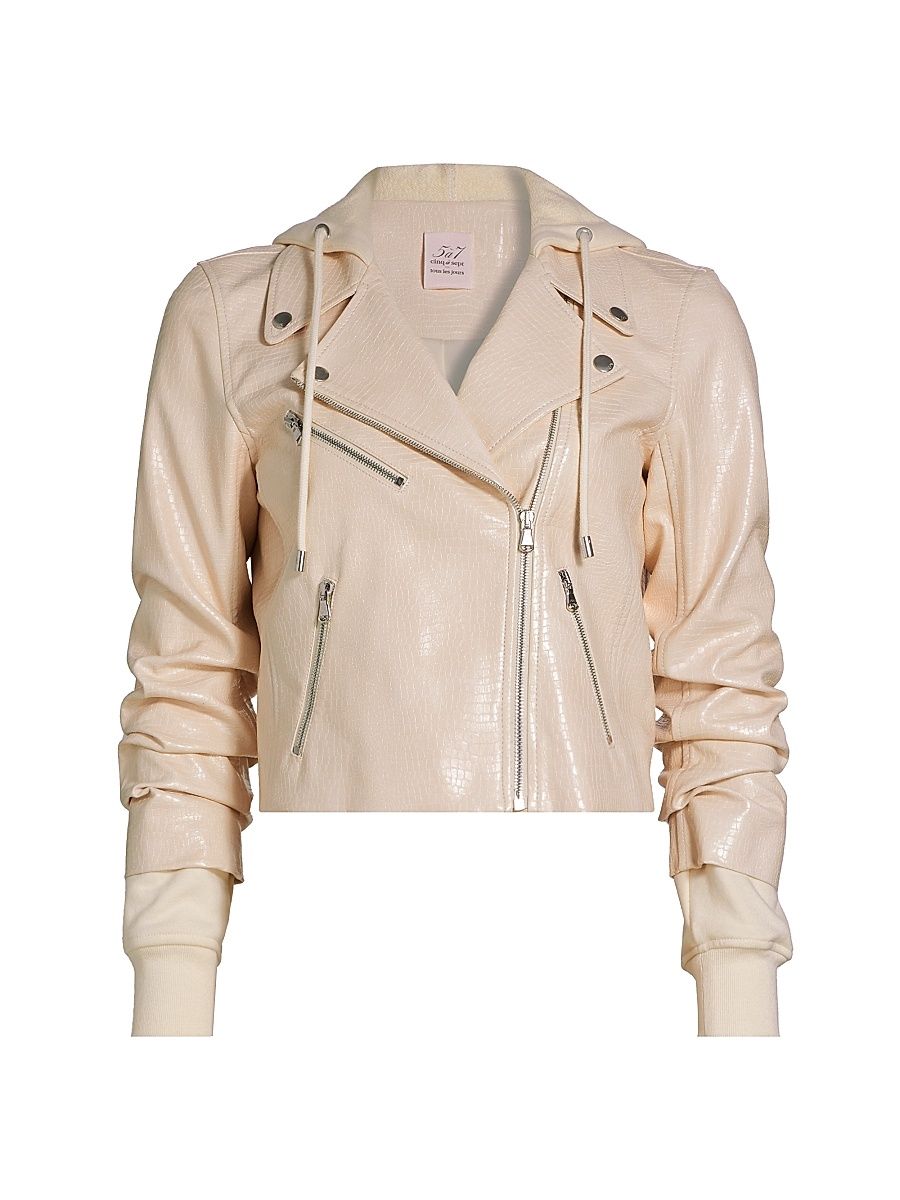 Women's Evie Faux-Snakeskin Jacket - Gardenia - Size Large